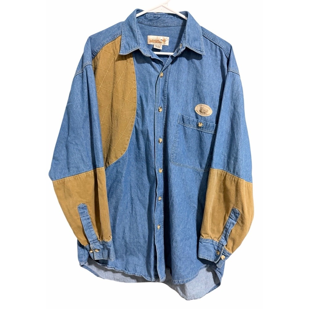 Vintage‎ Ducks Unlimited Denim Chambray Button Down Shirt Men's Size Large